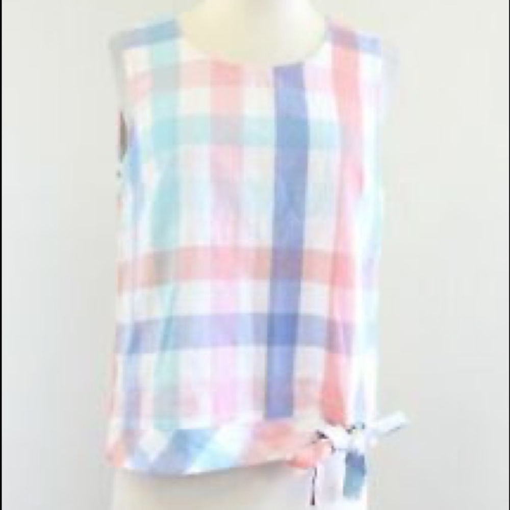 J. Crew checked tank top with tie